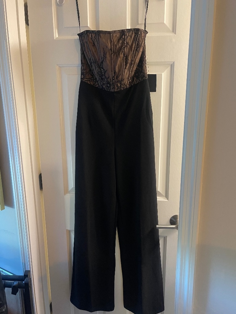 Lulus Strapless Black and lace jumpsuit  XS